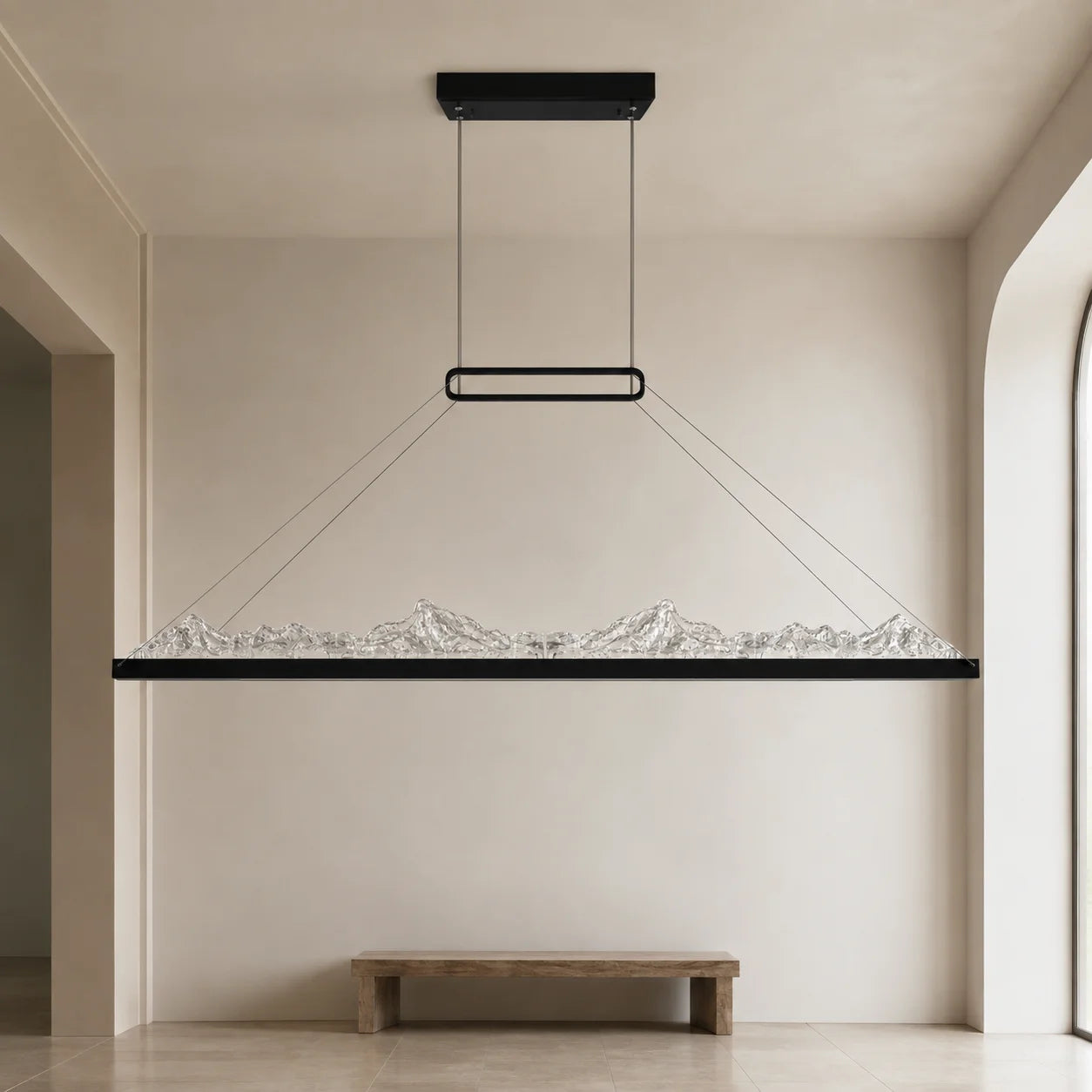 Himalayas Integrated LED 48in Black Chandelier with Handcrafted Glass