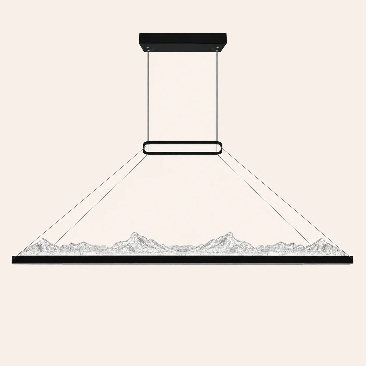 Himalayas Integrated LED 48in Black Chandelier with Handcrafted Glass