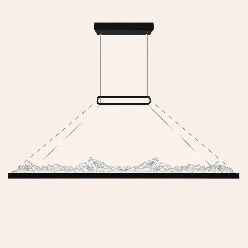Himalayas Integrated LED 48in Black Chandelier with Handcrafted Glass