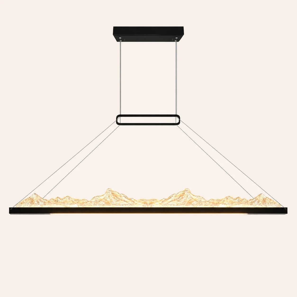 Himalayas Integrated LED 48in Black Chandelier with Handcrafted Glass