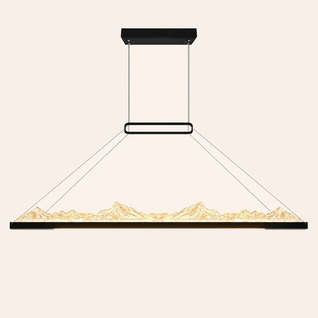 Himalayas Integrated LED 48in Black Chandelier with Handcrafted Glass