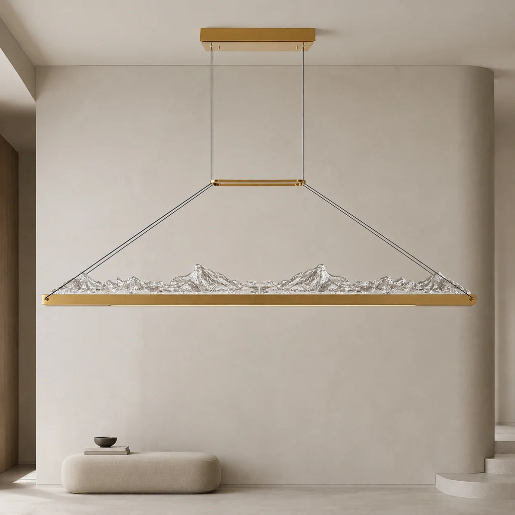 Himalayas Integrated LED 48in Brass Chandelier with Handcrafted Glass