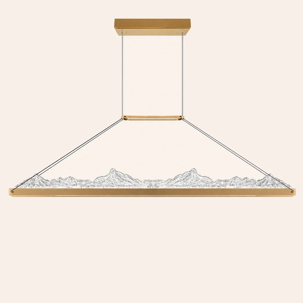 Himalayas Integrated LED 48in Brass Chandelier with Handcrafted Glass