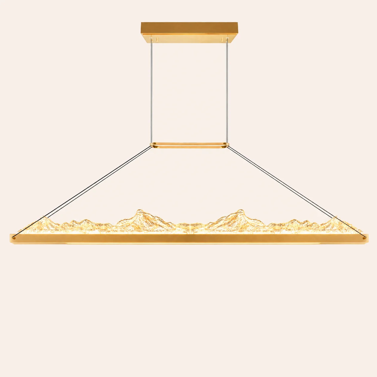 Himalayas Integrated LED 48in Brass Chandelier with Handcrafted Glass