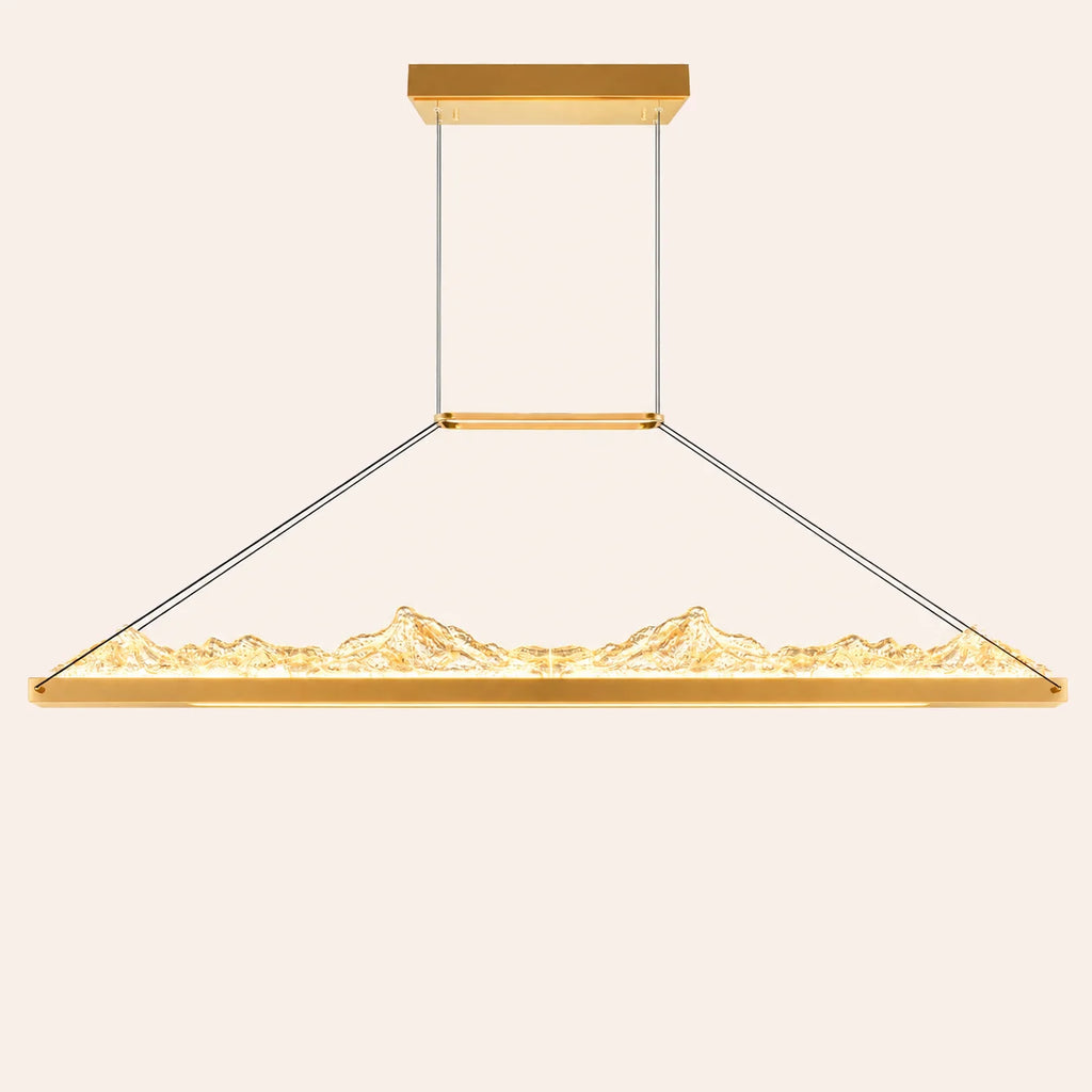 Himalayas Integrated LED 48in Brass Chandelier with Handcrafted Glass