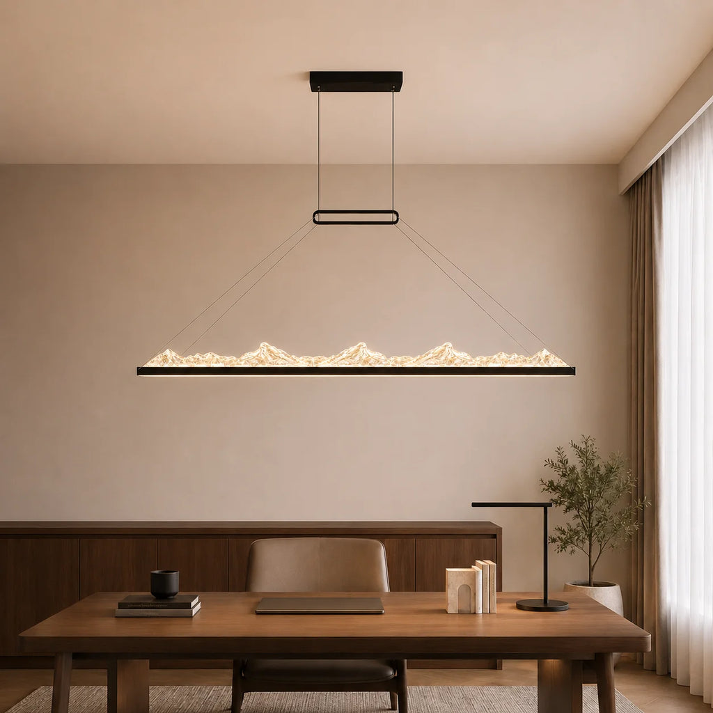 Himalayas Integrated LED 62in Black Chandelier with Handcrafted Glass