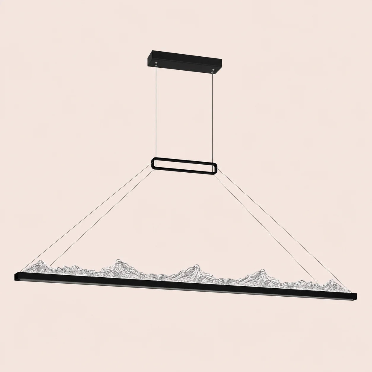 Himalayas Integrated LED 62in Black Chandelier with Handcrafted Glass
