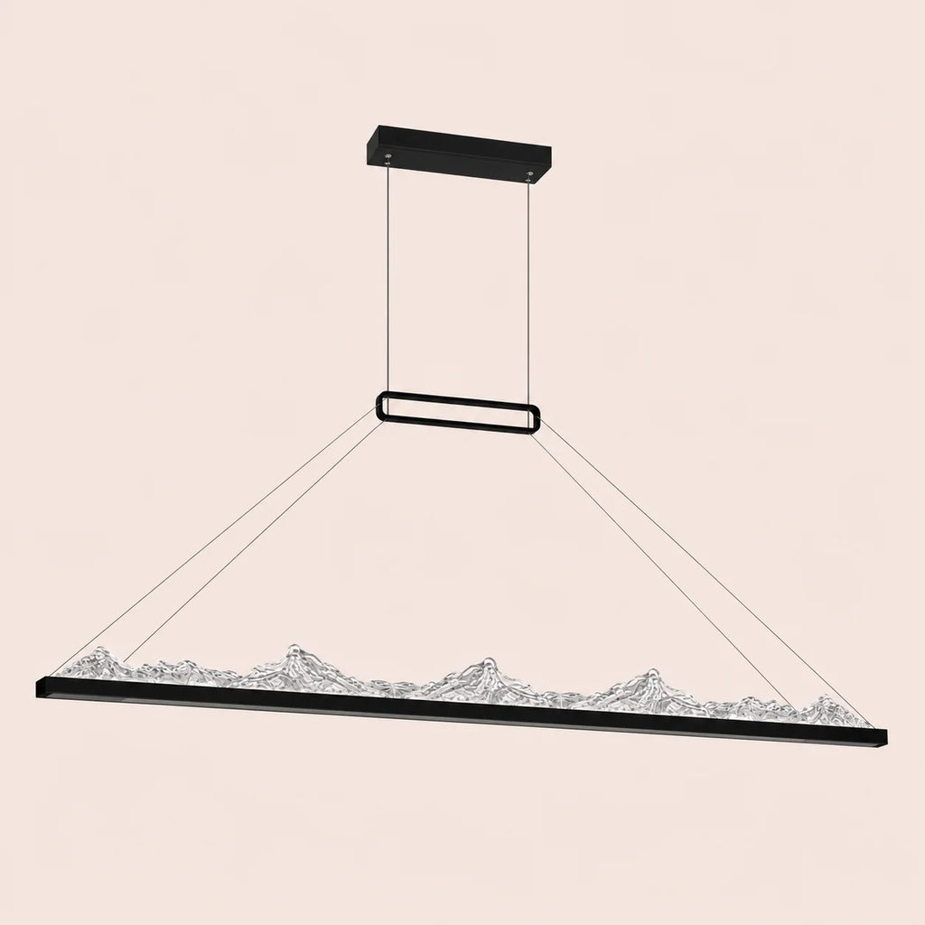 Himalayas Integrated LED 62in Black Chandelier with Handcrafted Glass