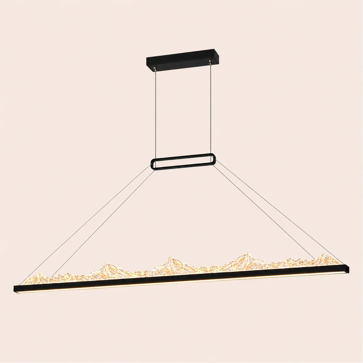 Himalayas Integrated LED 62in Black Chandelier with Handcrafted Glass