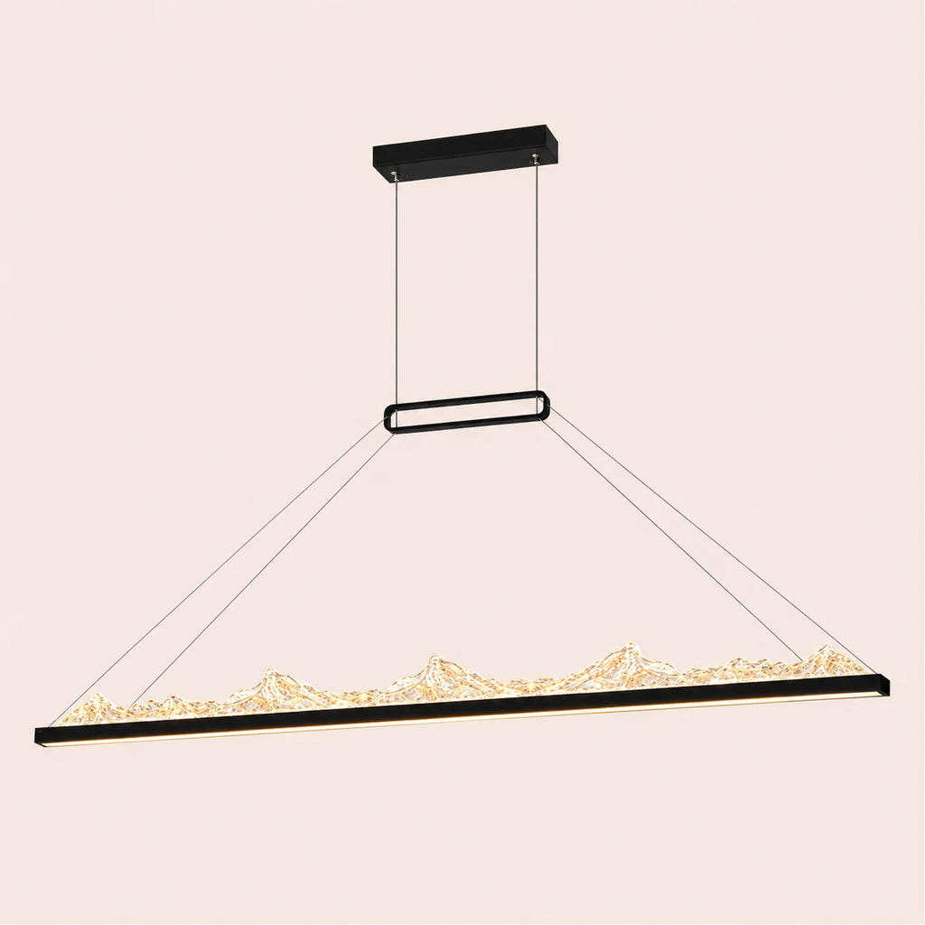 Himalayas Integrated LED 62in Black Chandelier with Handcrafted Glass
