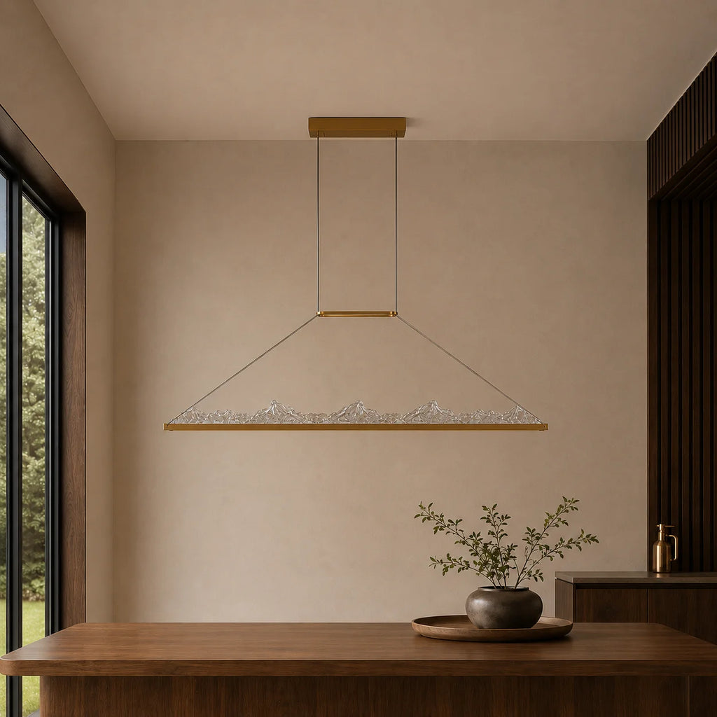 Himalayas Integrated LED 62in Brass Chandelier with Handcrafted Glass