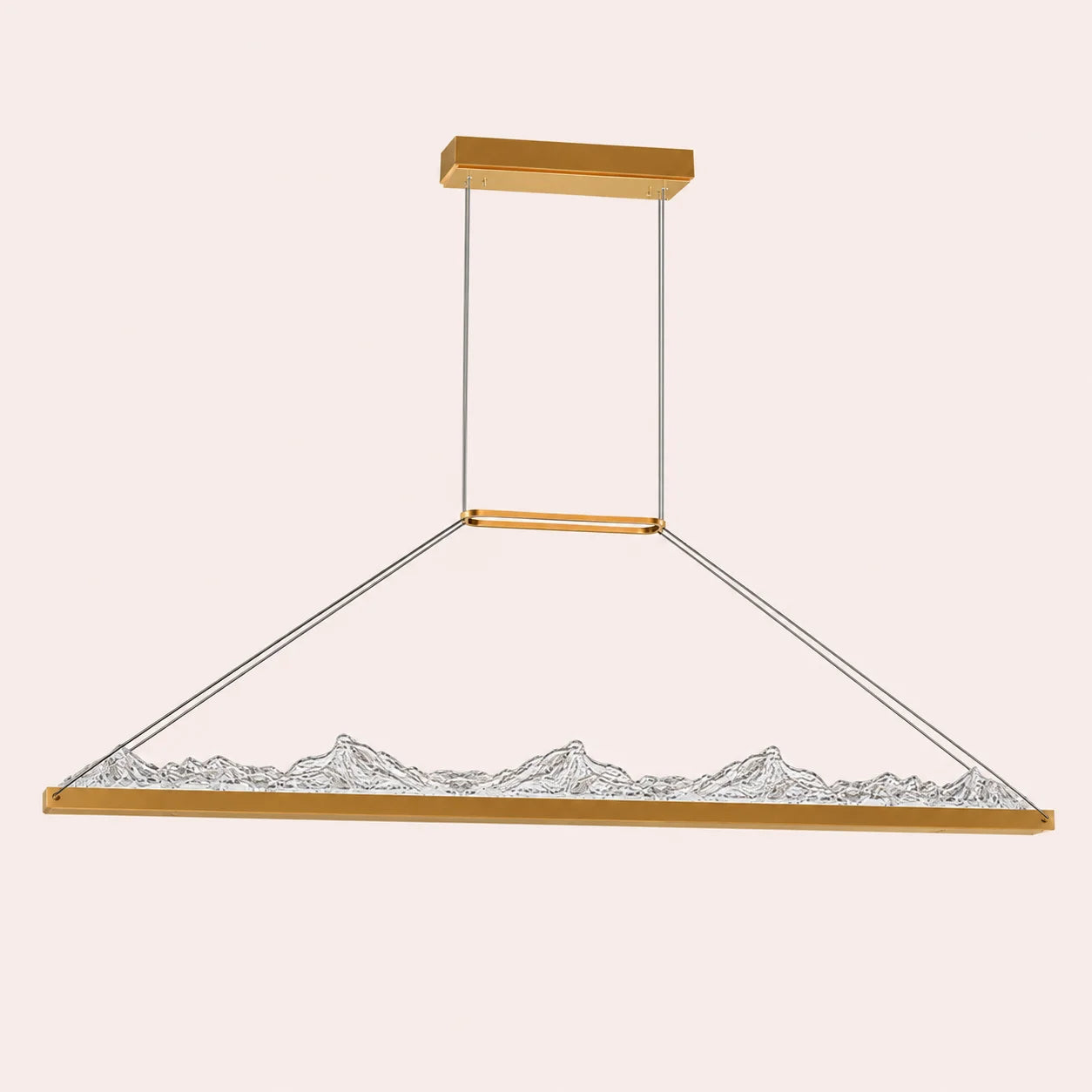 Himalayas Integrated LED 62in Brass Chandelier with Handcrafted Glass