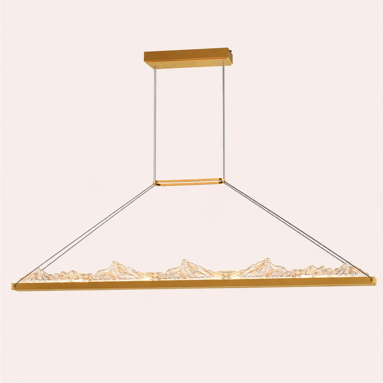 Himalayas Integrated LED 62in Brass Chandelier with Handcrafted Glass