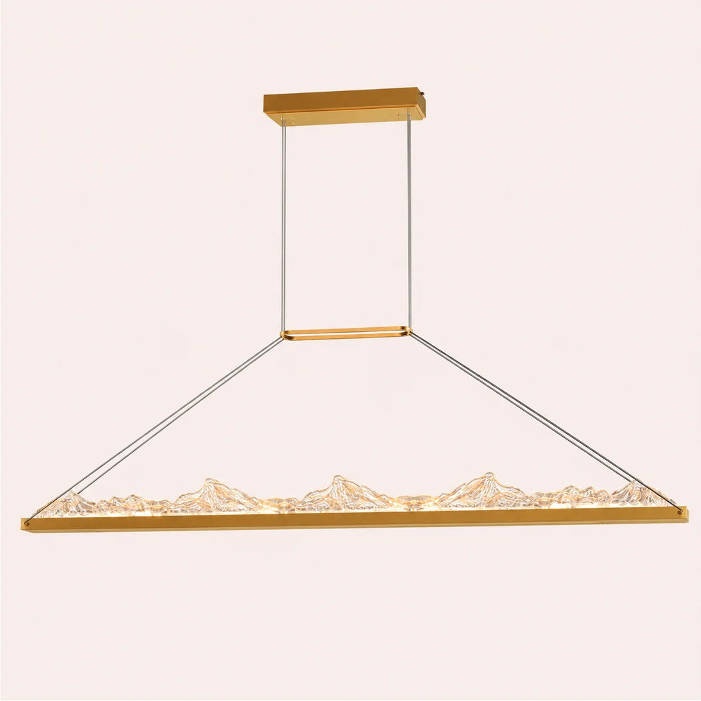Himalayas Integrated LED 62in Brass Chandelier with Handcrafted Glass
