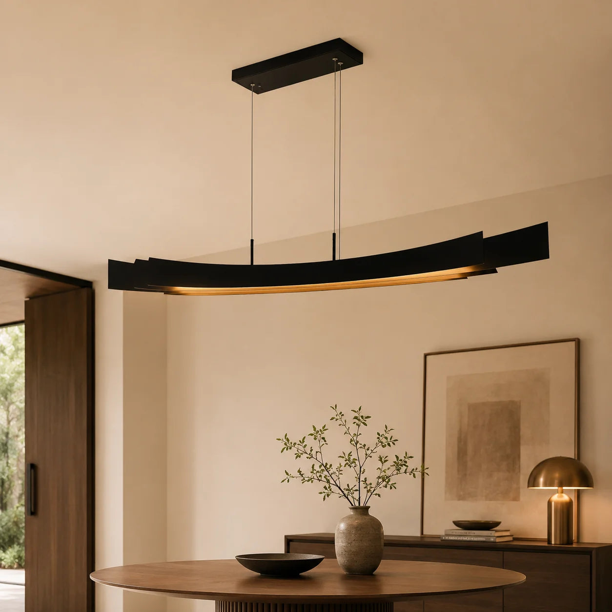 Candora Integrated LED 72in Black Chandelier