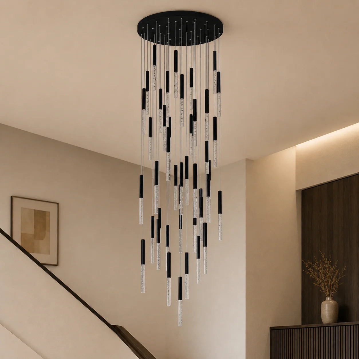 Dragonswatch Integrated LED 32in 45 Pendant Black Chandelier