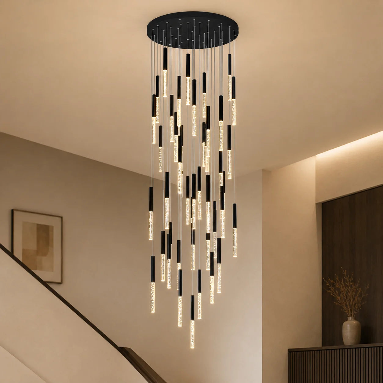 Dragonswatch Integrated LED 32in 45 Pendant Black Chandelier