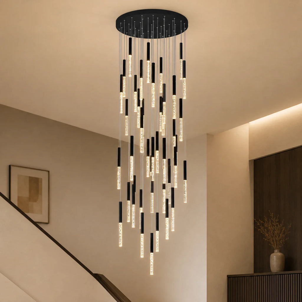 Dragonswatch Integrated LED 32in 45 Pendant Black Chandelier
