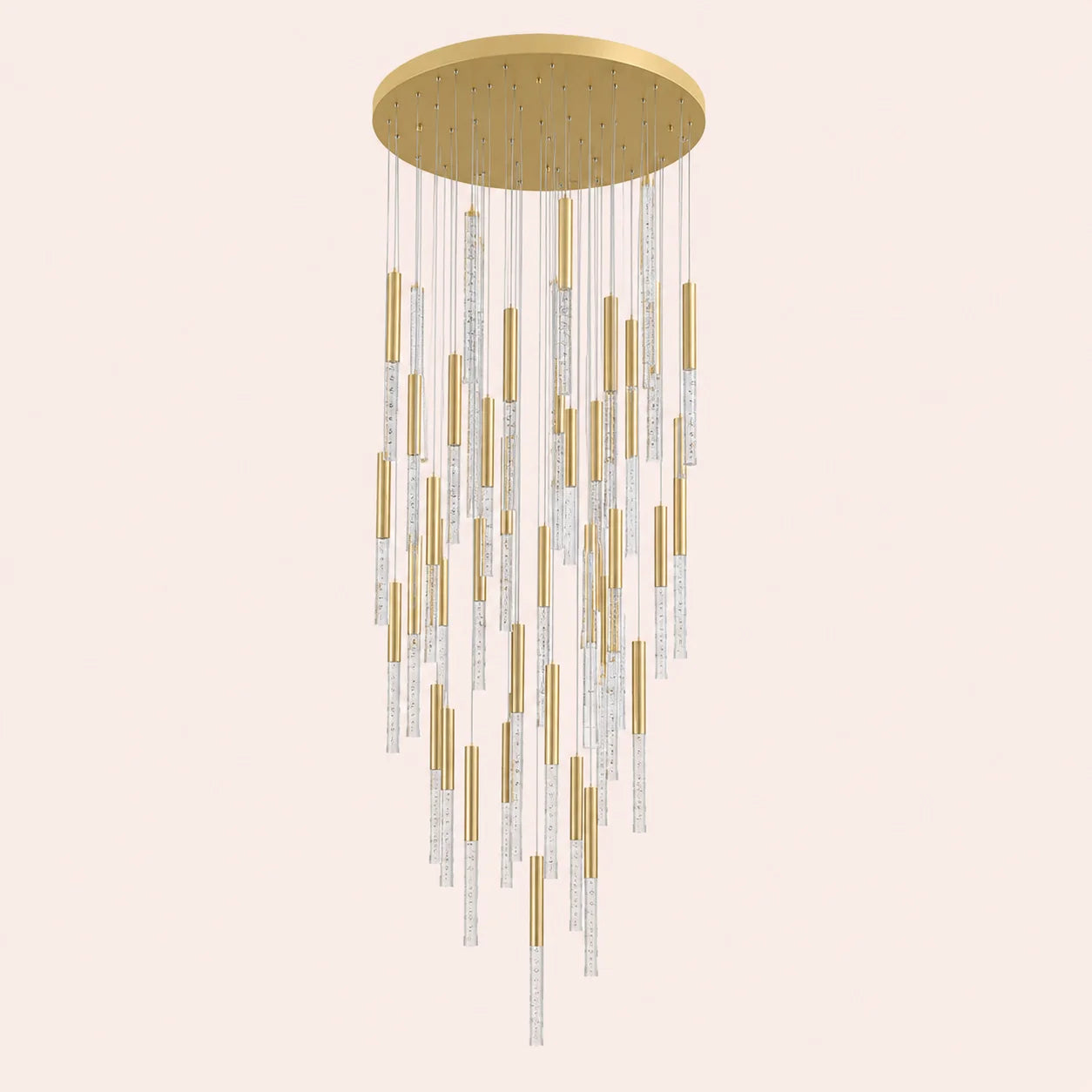 Dragonswatch Integrated LED 32in 45 Pendant Satin Gold Chandelier