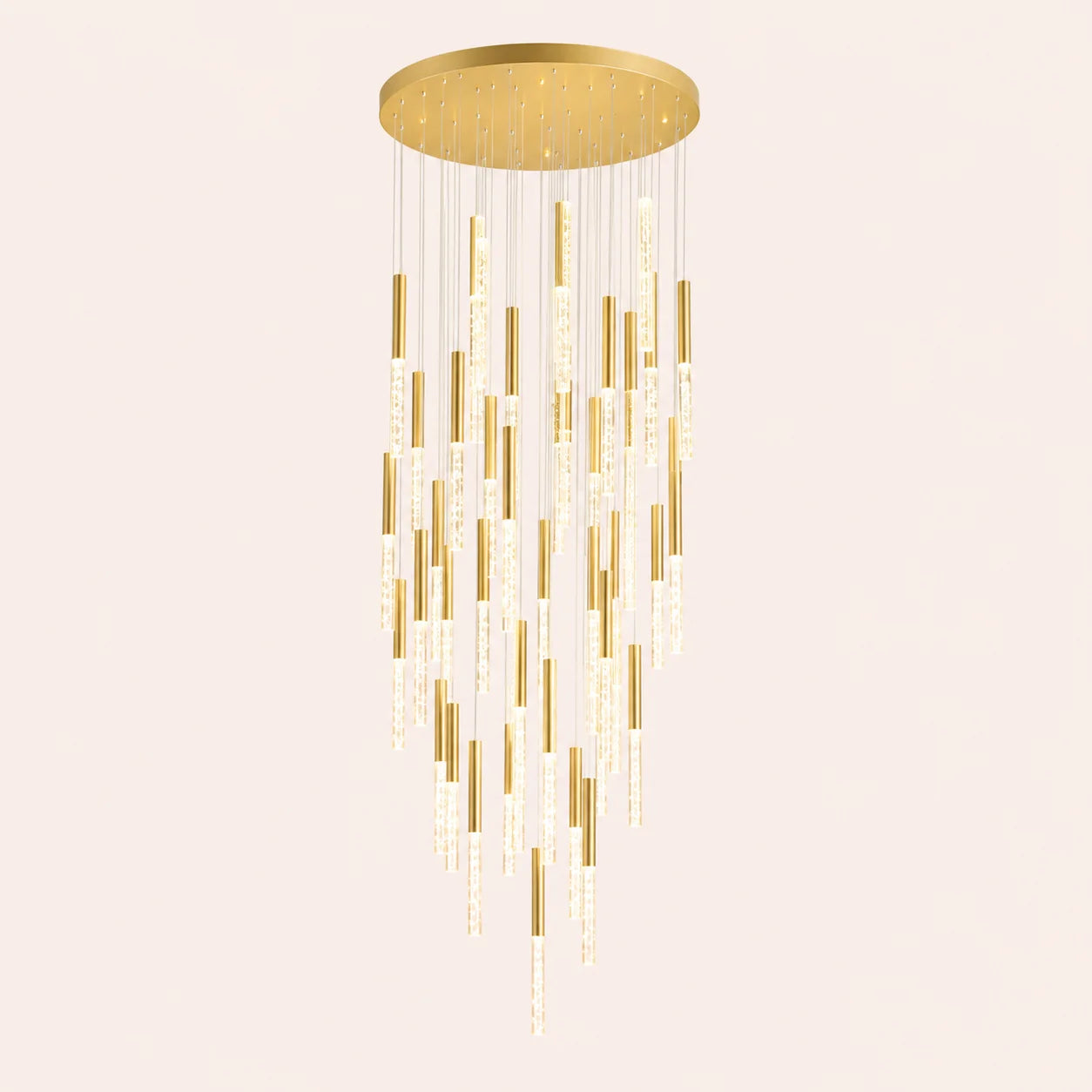 Dragonswatch Integrated LED 32in 45 Pendant Satin Gold Chandelier