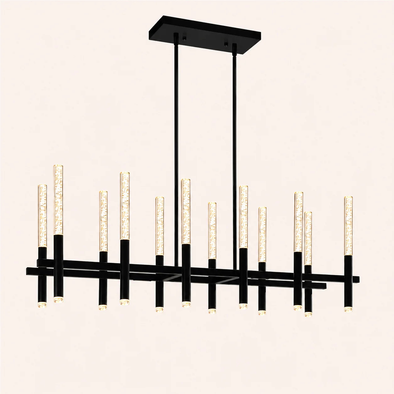 Dragonswatch Integrated LED 48in 12 Pendant Black Chandelier