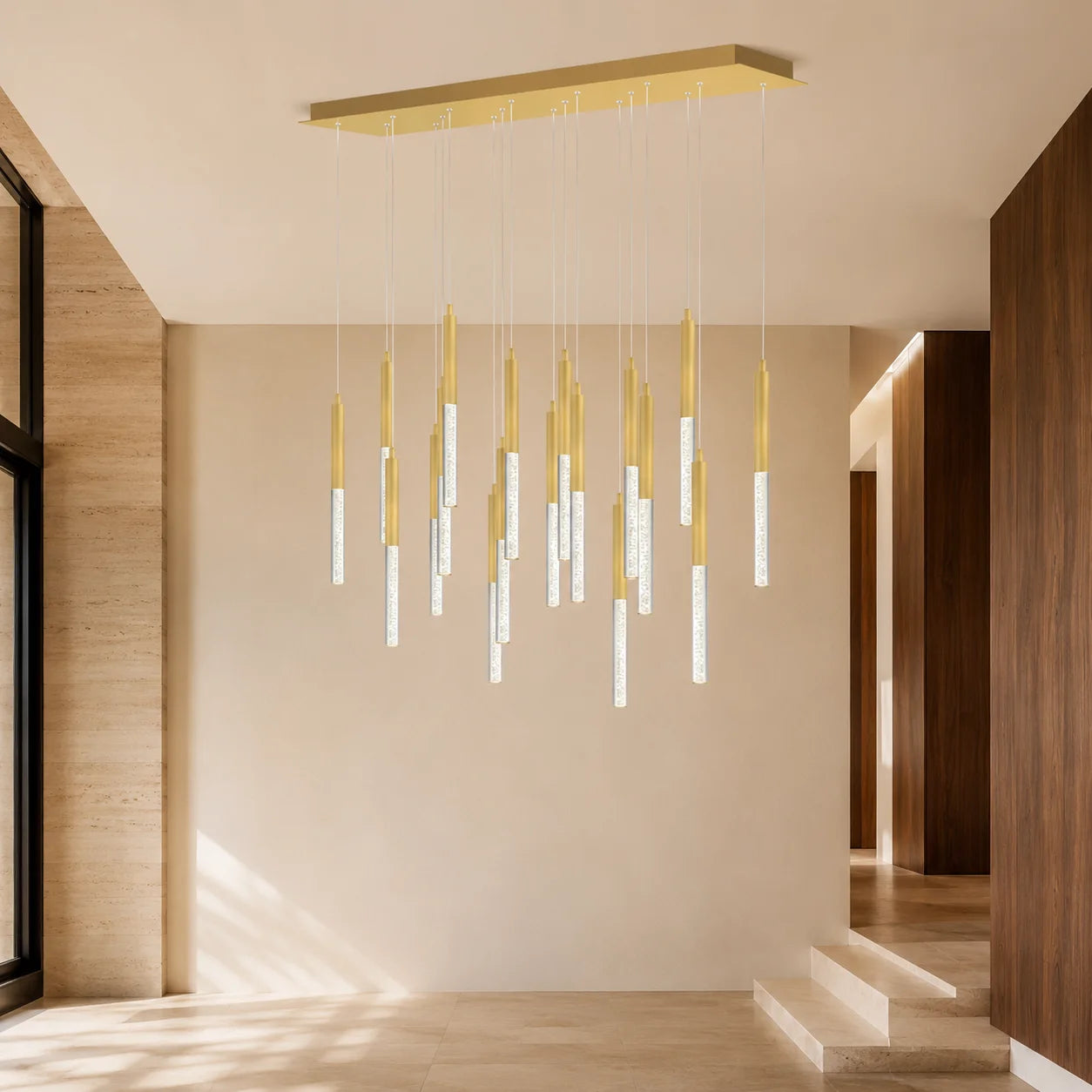 Dragonswatch Integrated LED 48in 18 Pendant Satin Gold Chandelier