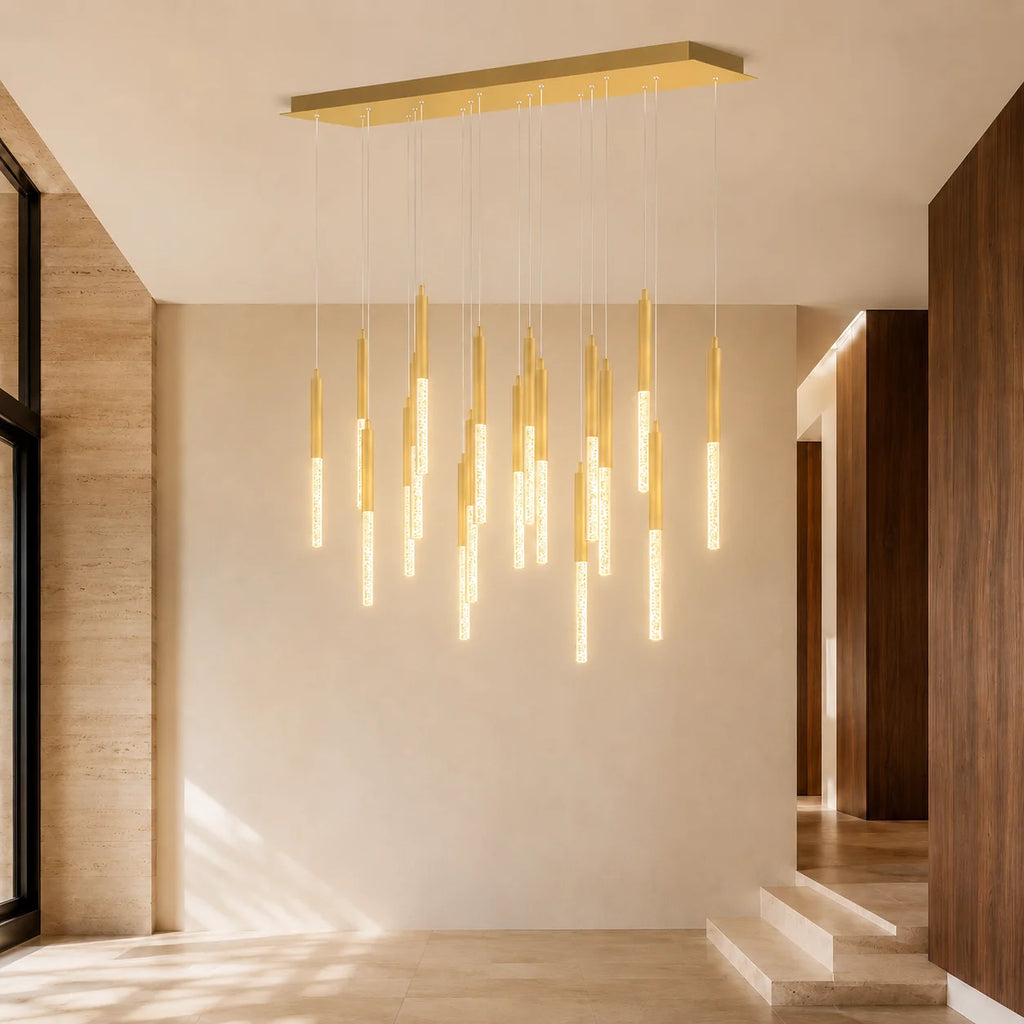Dragonswatch Integrated LED 48in 18 Pendant Satin Gold Chandelier