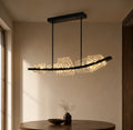 Arcus Integrated LED 50in Black Chandelier with Handcrafted Glass