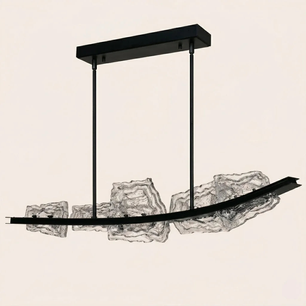 Arcus Integrated LED 50in Black Chandelier with Handcrafted Glass