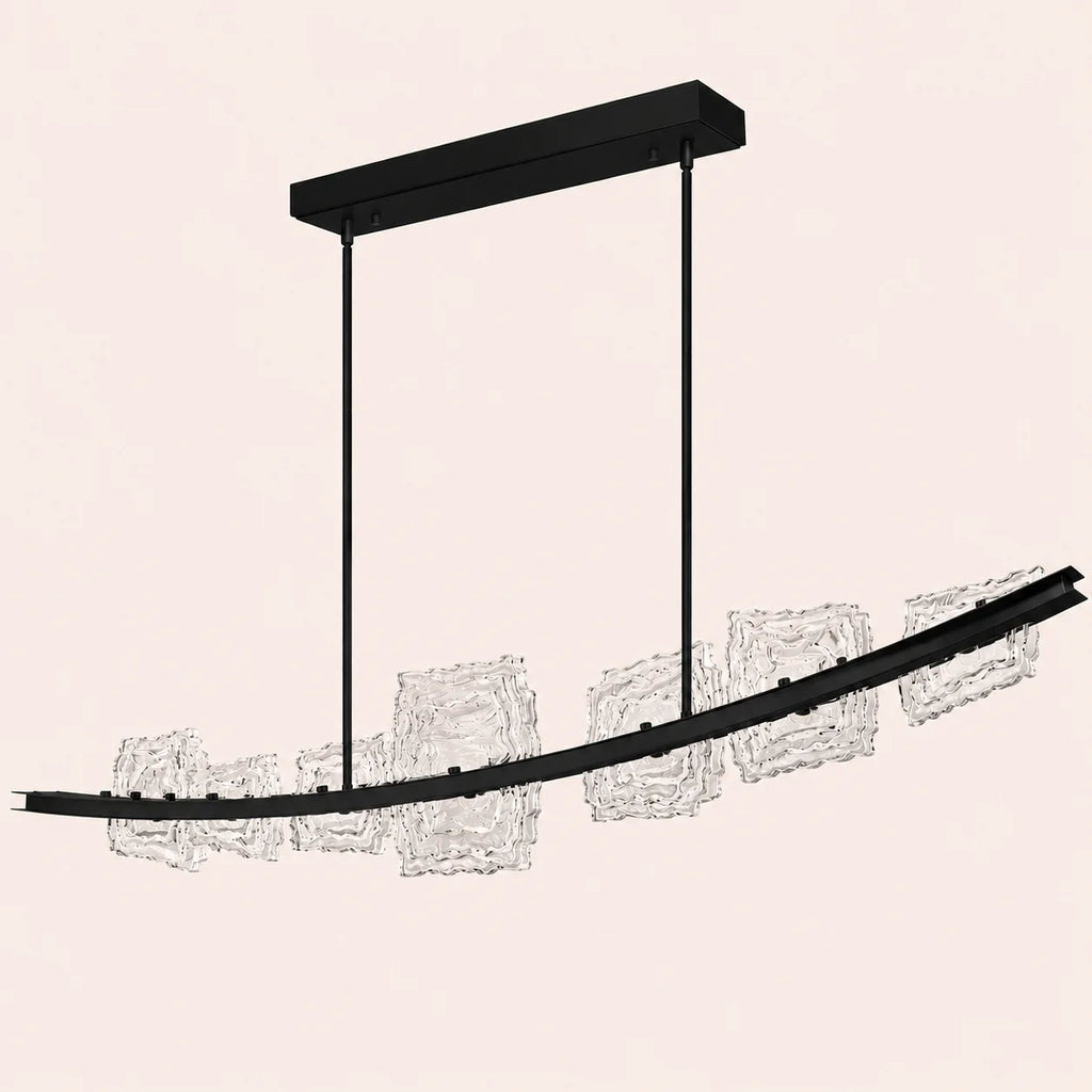 Arcus Integrated LED 70in Black Chandelier with Handcrafted Glass