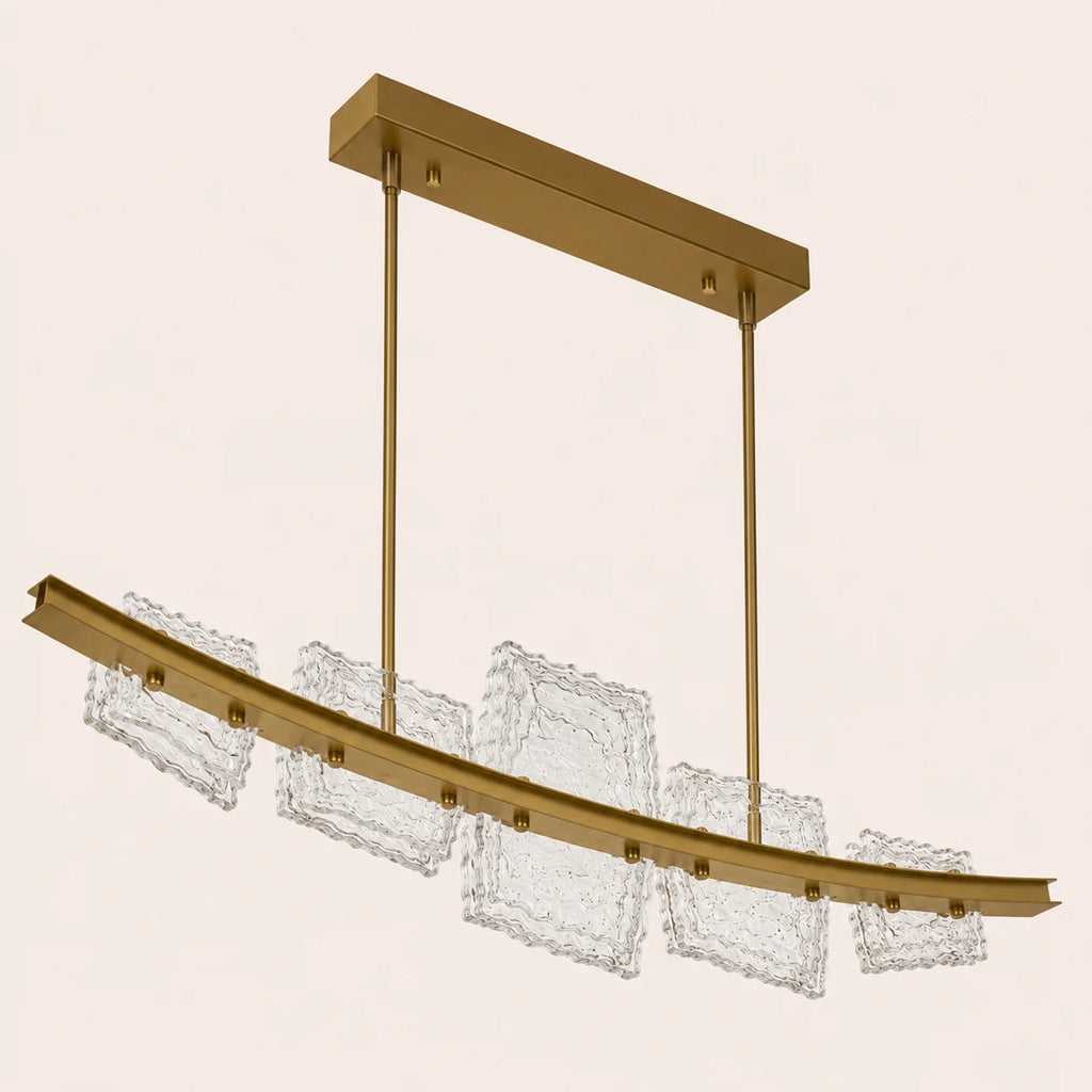 Arcus Integrated LED 50in Brass Chandelier with Handcrafted Glass