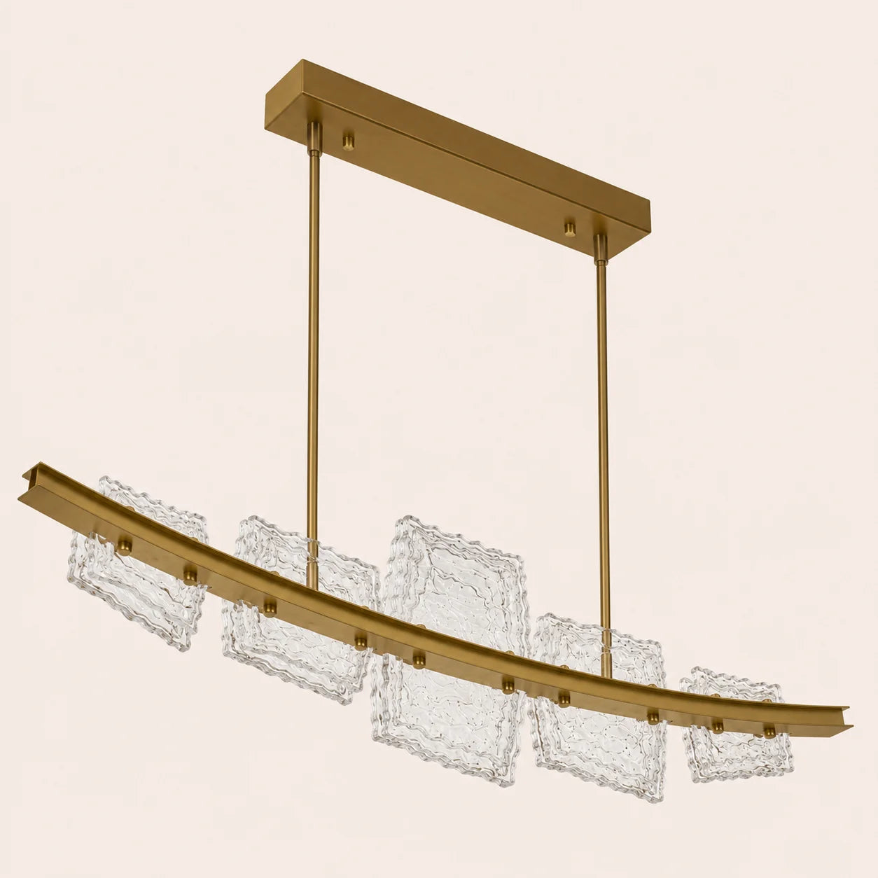 Arcus Integrated LED 50in Brass Chandelier with Handcrafted Glass