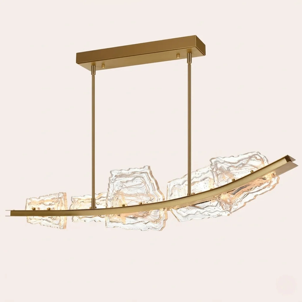 Arcus Integrated LED 50in Brass Chandelier with Handcrafted Glass