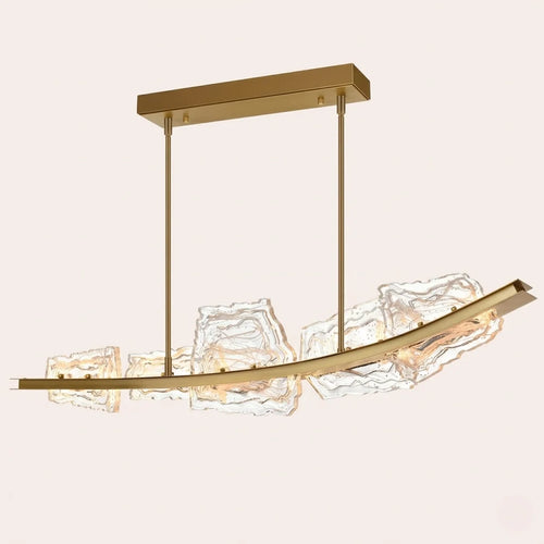 Arcus Integrated LED 50in Brass Chandelier with Handcrafted Glass