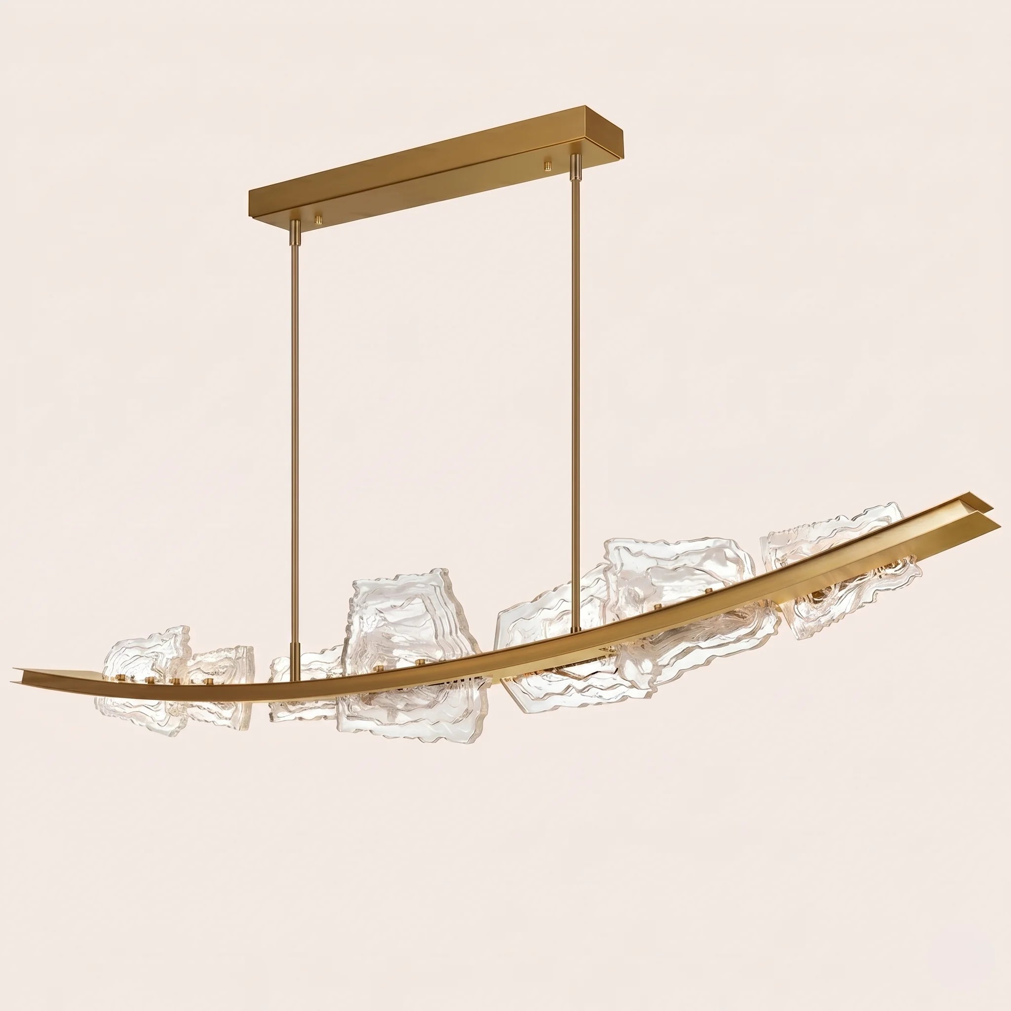 Arcus Integrated LED 70in Brass Chandelier with Handcrafted Glass