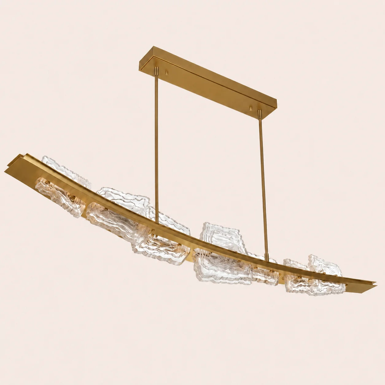 Arcus Integrated LED 70in Brass Chandelier with Handcrafted Glass