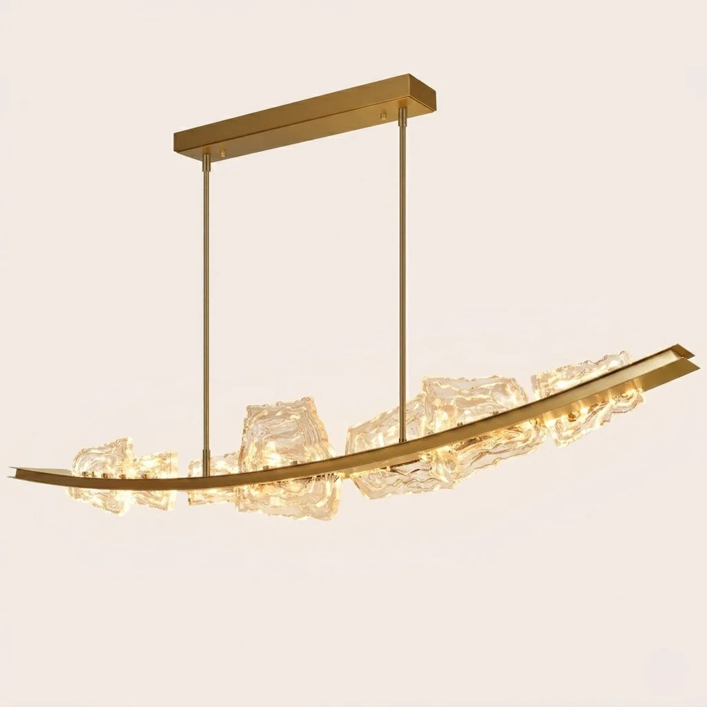 Arcus Integrated LED 70in Brass Chandelier with Handcrafted Glass