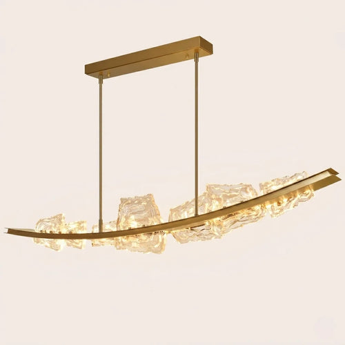Arcus Integrated LED 70in Brass Chandelier with Handcrafted Glass
