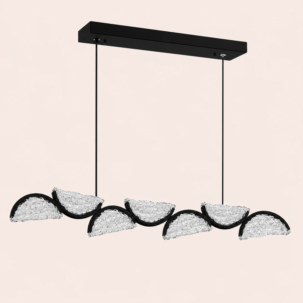 Moon Integrated LED 54in Black Chandelier with Handcrafted Glass