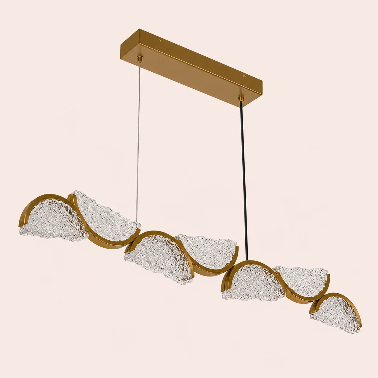 Moon Integrated LED 54in Brass Chandelier with Handcrafted Glass