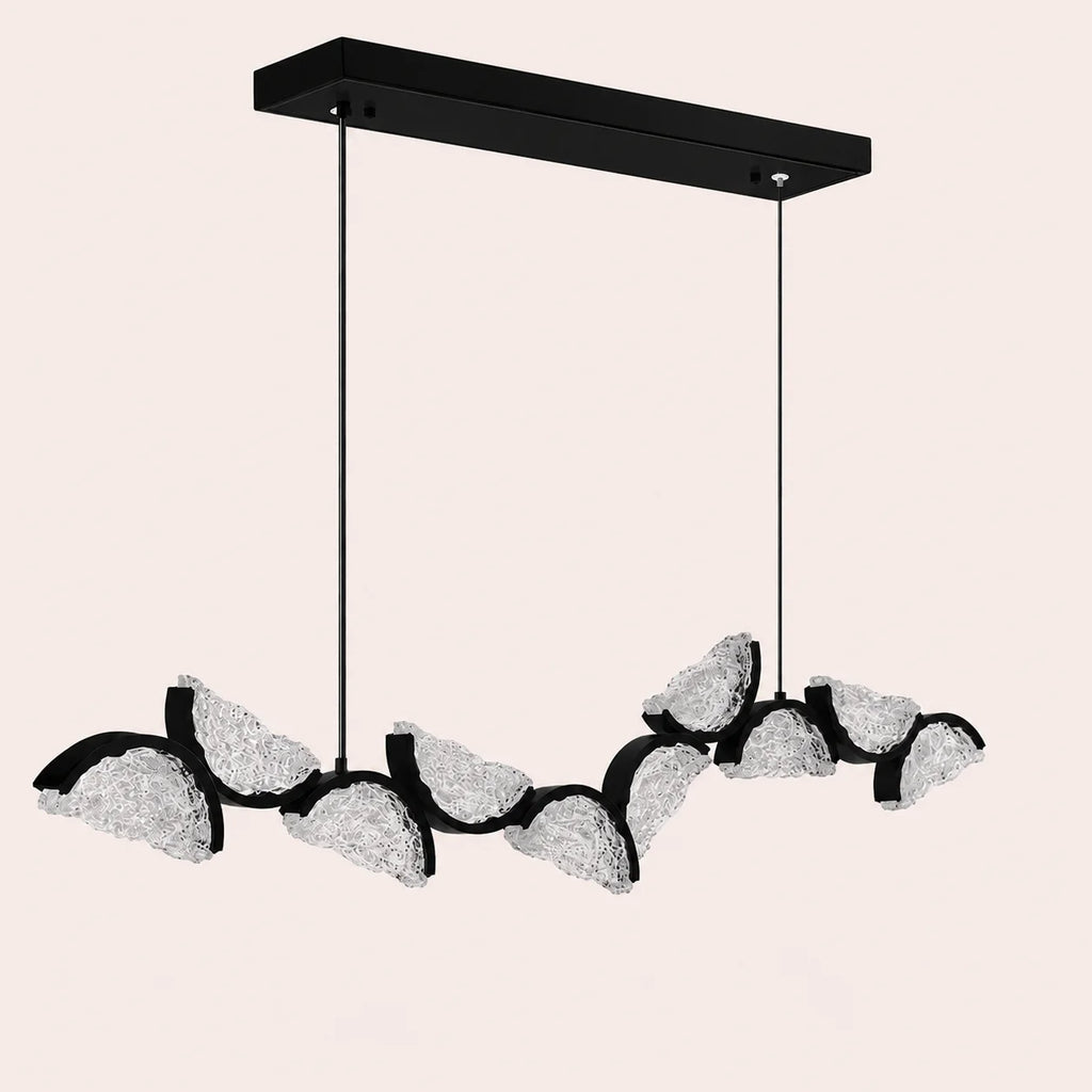 Moon Integrated LED 70in Black Chandelier with Handcrafted Glass
