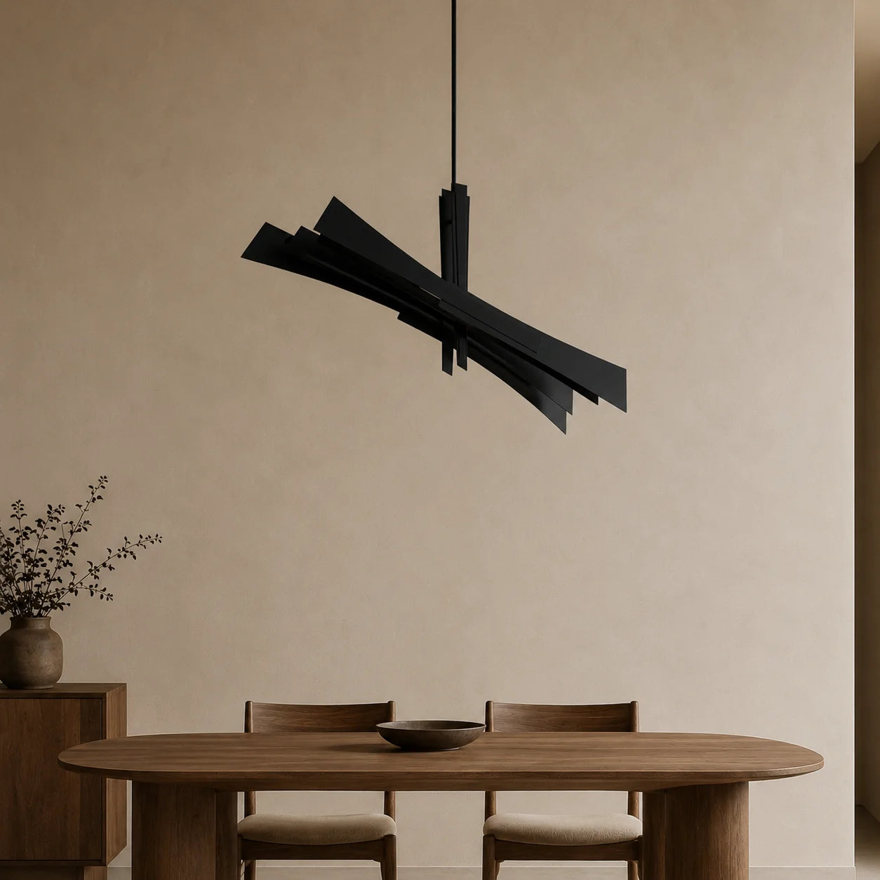 Solara Integrated LED 50in Black Chandelier