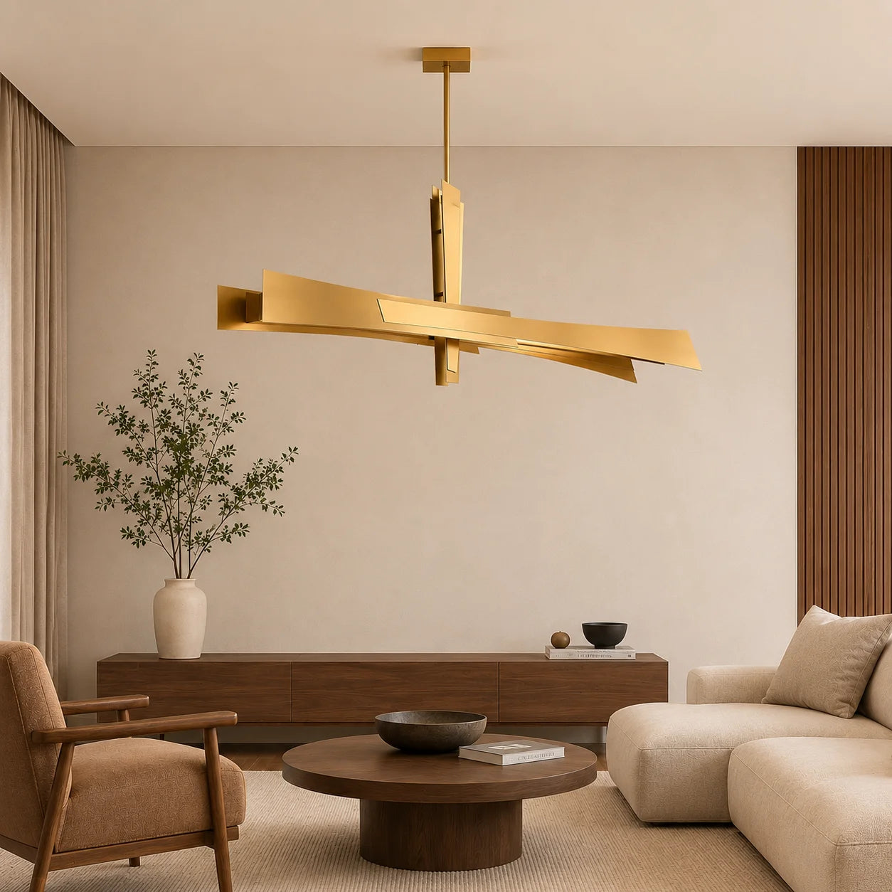 Solara Integrated LED 50in Brass Chandelier