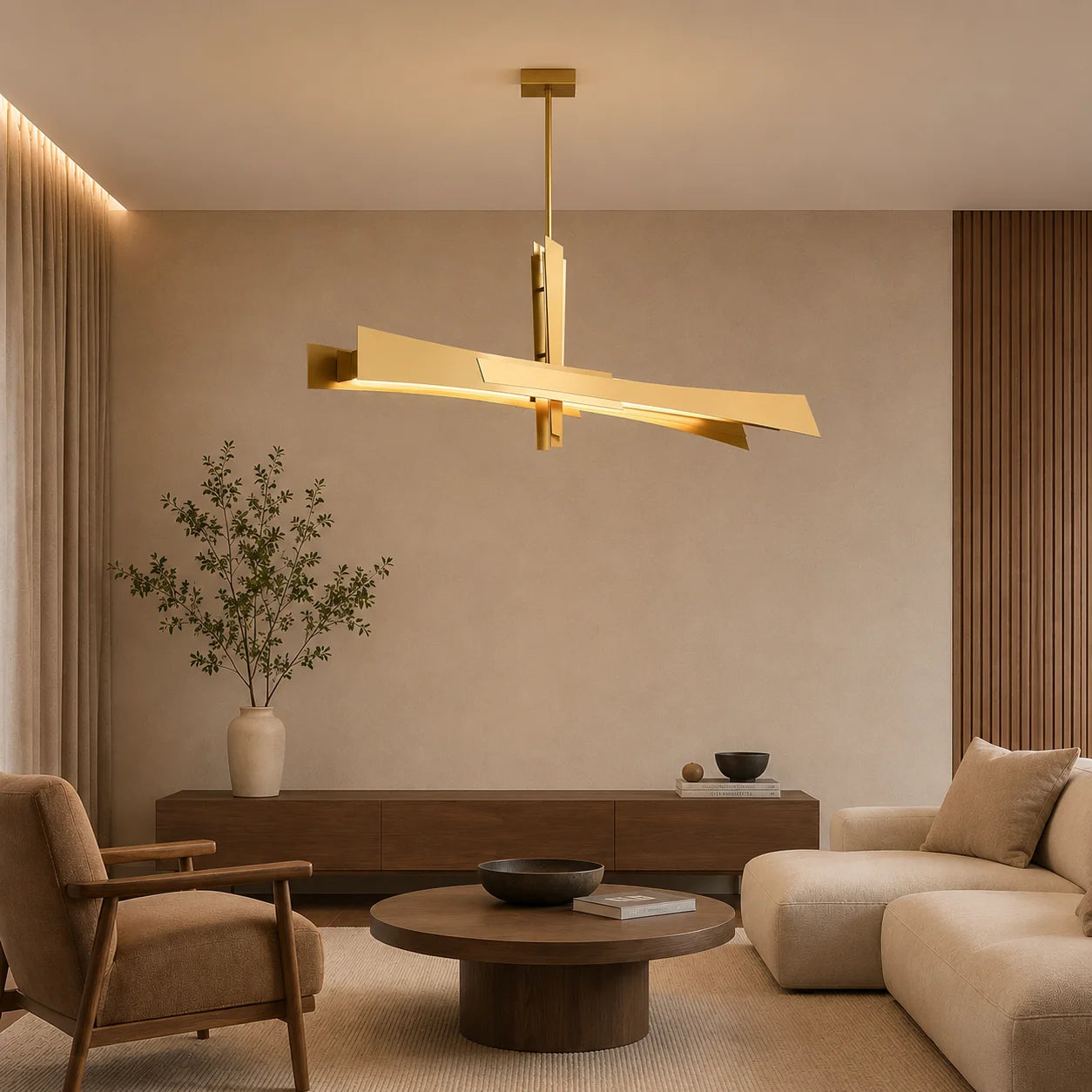 Solara Integrated LED 50in Brass Chandelier