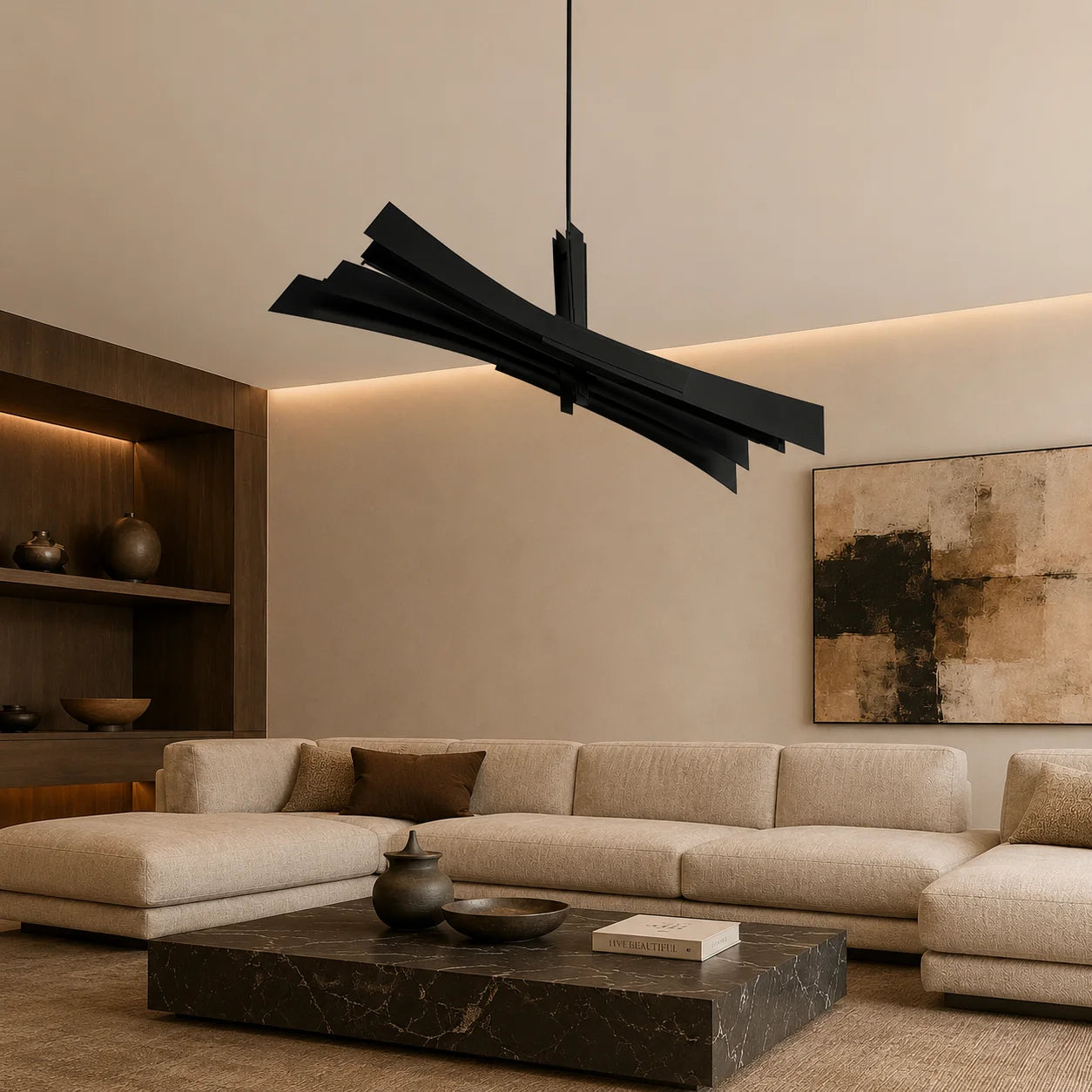 Solara Integrated LED 72in Black Chandelier
