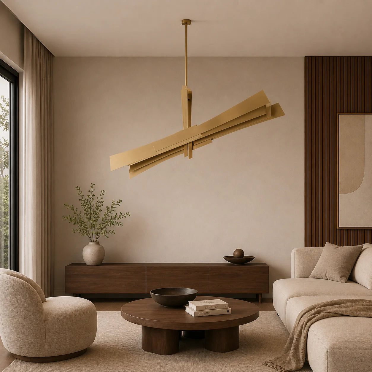 Solara Integrated LED 72in Brass Chandelier