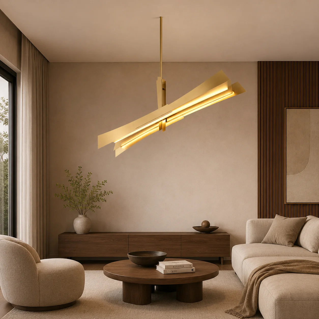 Solara Integrated LED 72in Brass Chandelier