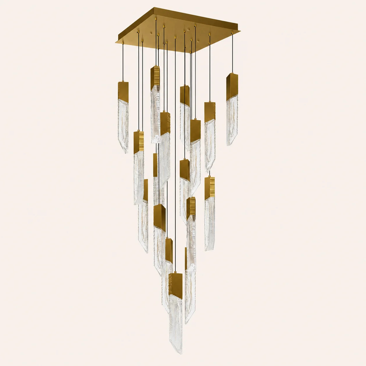 Petra Integrated LED 24in Brass Chandelier with Handcrafted Glass