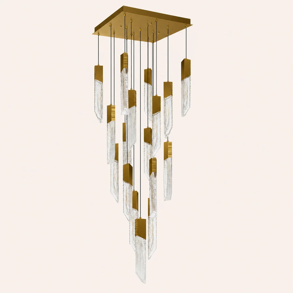 Petra Integrated LED 24in Brass Chandelier with Handcrafted Glass