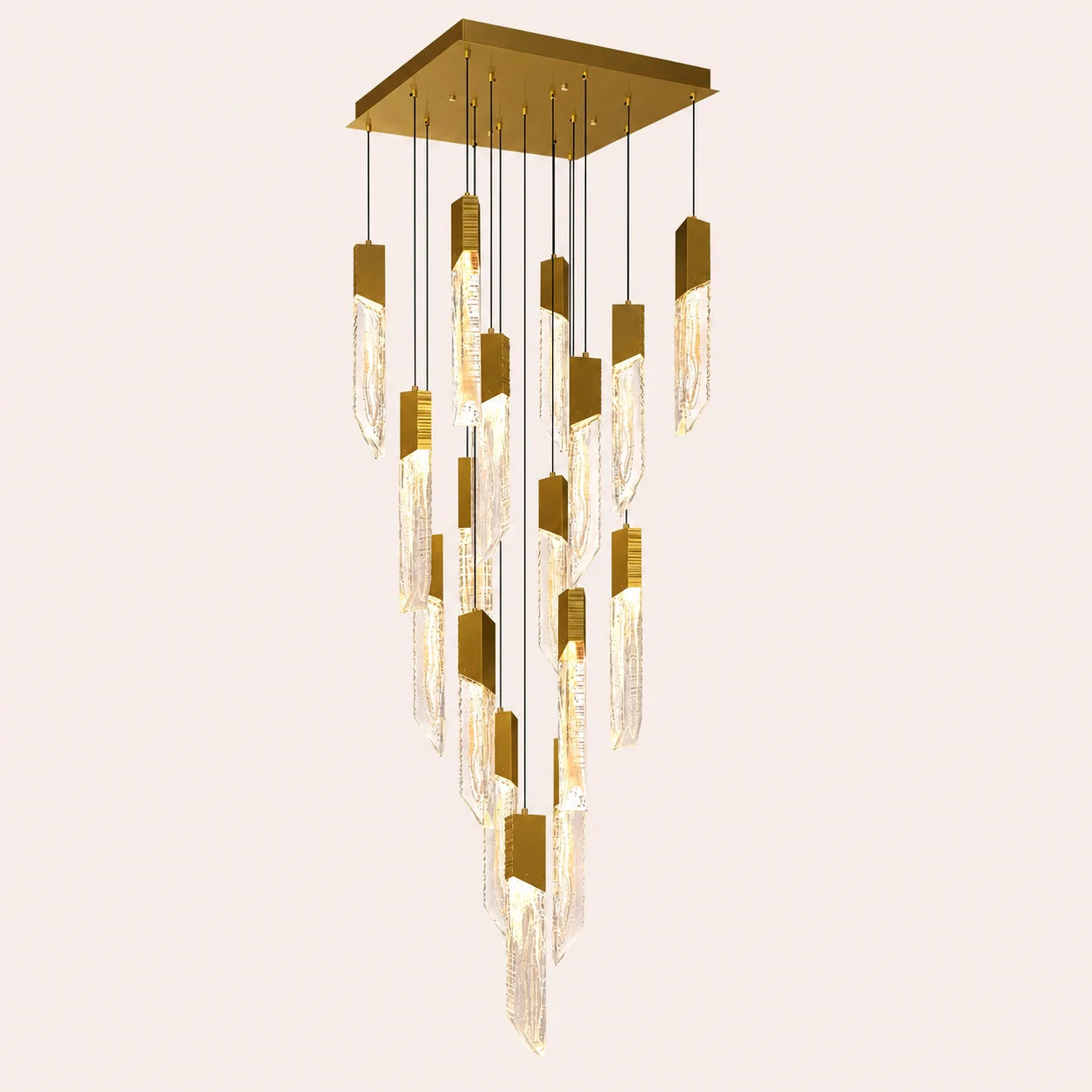 Petra Integrated LED 24in Brass Chandelier with Handcrafted Glass